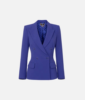 ELISABETTA FRANCHI | Double-breasted crepe jacket with waist cut