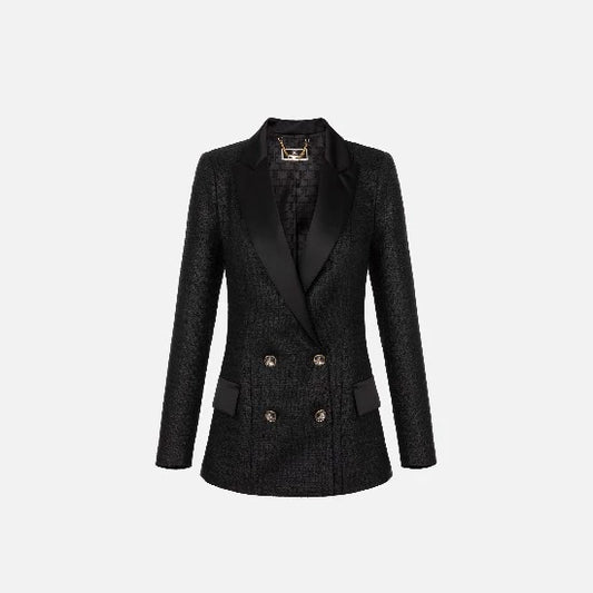 ELISABETTA FRANCHI | GIACCA DOPPIOPETTO IN TWEED LAMINATO