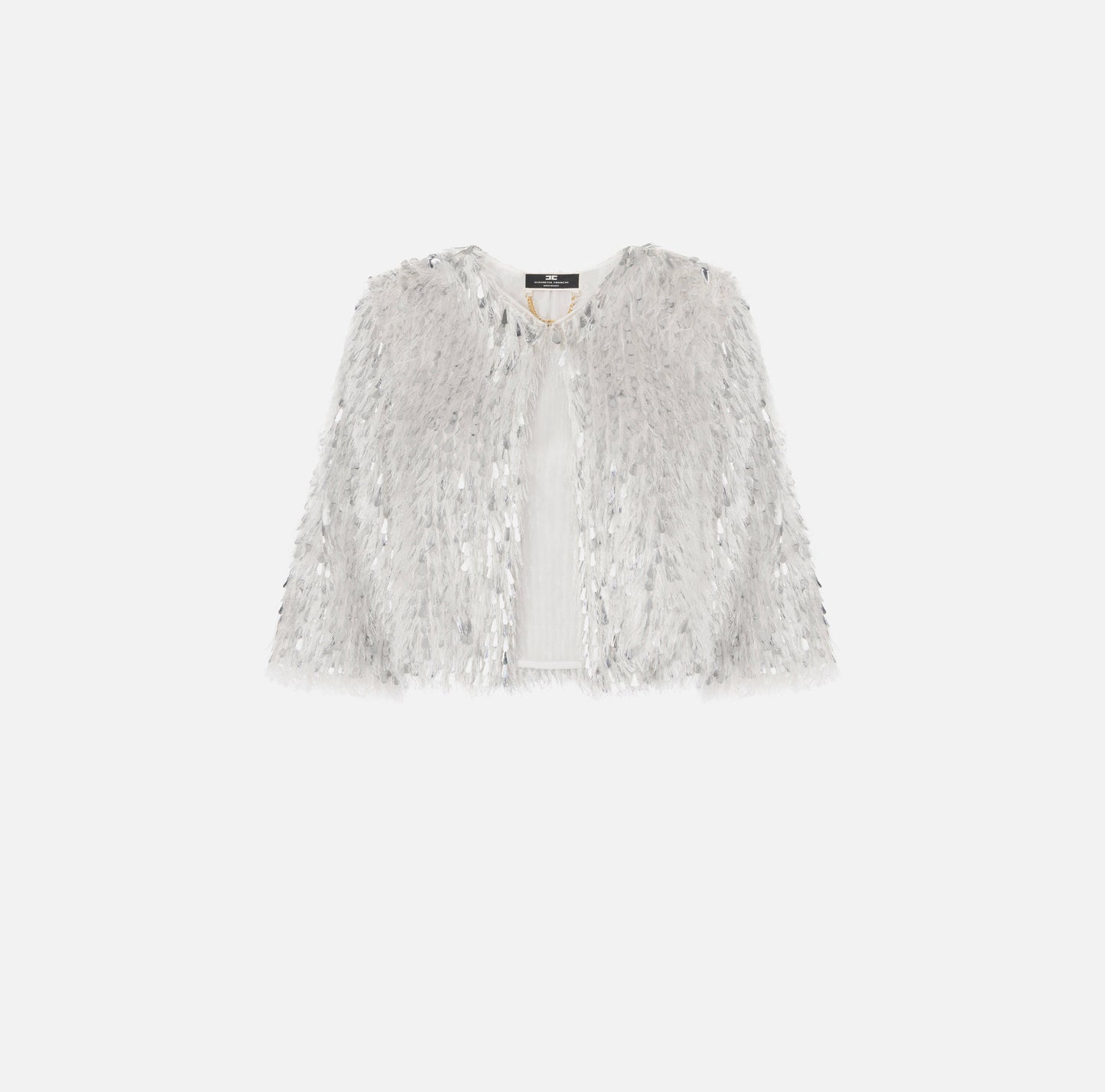 ELISABETTA FRANCHI | Giacca cropped in organza sfrangiata