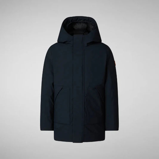 SAVE THE DUCK | PARKA CON CAPPUCCIO BAMBINO ALBI BLU NERO