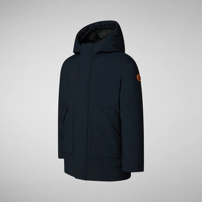 SAVE THE DUCK | PARKA CON CAPPUCCIO BAMBINO ALBI BLU NERO