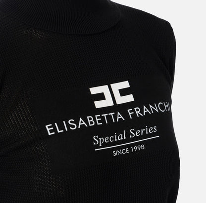 ELISABETTA FRANCHI | DOLCEVITA IN VISCOSA PUNTO RETE CON INTARSIO