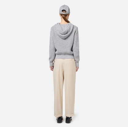 ELISABETTA FRANCHI | PULLOVER IN VISCOSA MOULINE' CON CAPPUCCIO E PATCH LOGO