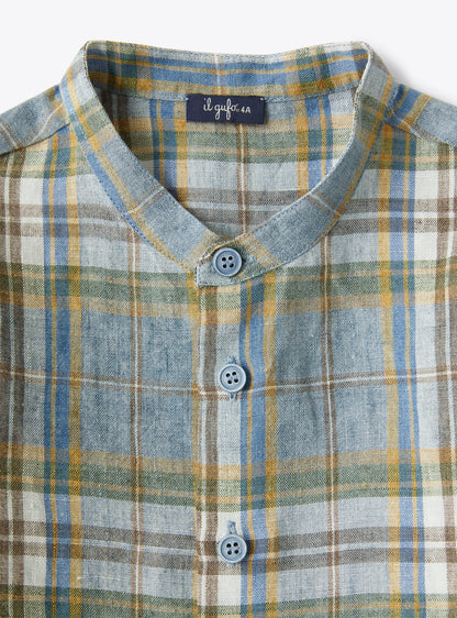 IL GUFO | CAMICIA COREANA IN LINO STAMPA MADRAS