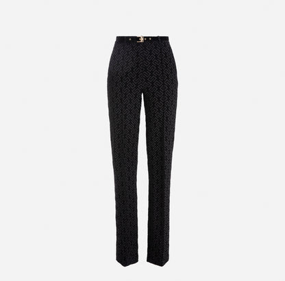 ELISABETTA FRANCHI | PANTALONE DRITTO IN CREPE STAMPA FLOCK