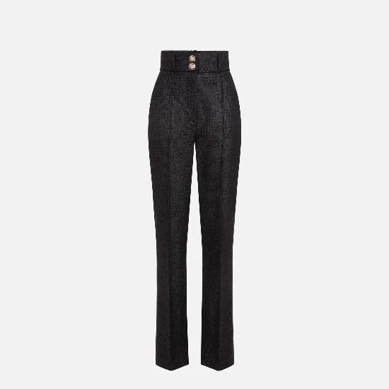 ELISABETTA FRANCHI | PANTALONE DRITTO IN TWEED LAMINATO