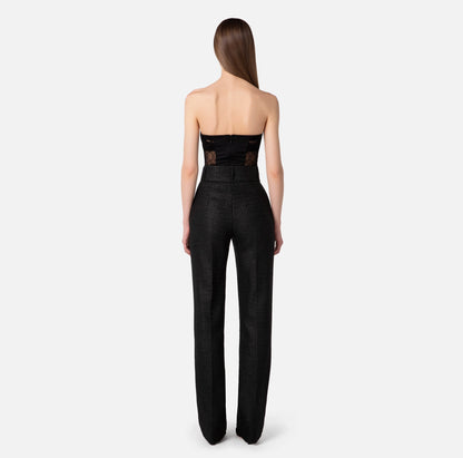 ELISABETTA FRANCHI | PANTALONE DRITTO IN TWEED LAMINATO