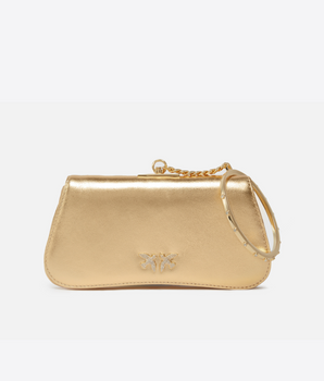 BORSETTA CLUTCH LAMINATA CON BRACCIALE DORATO