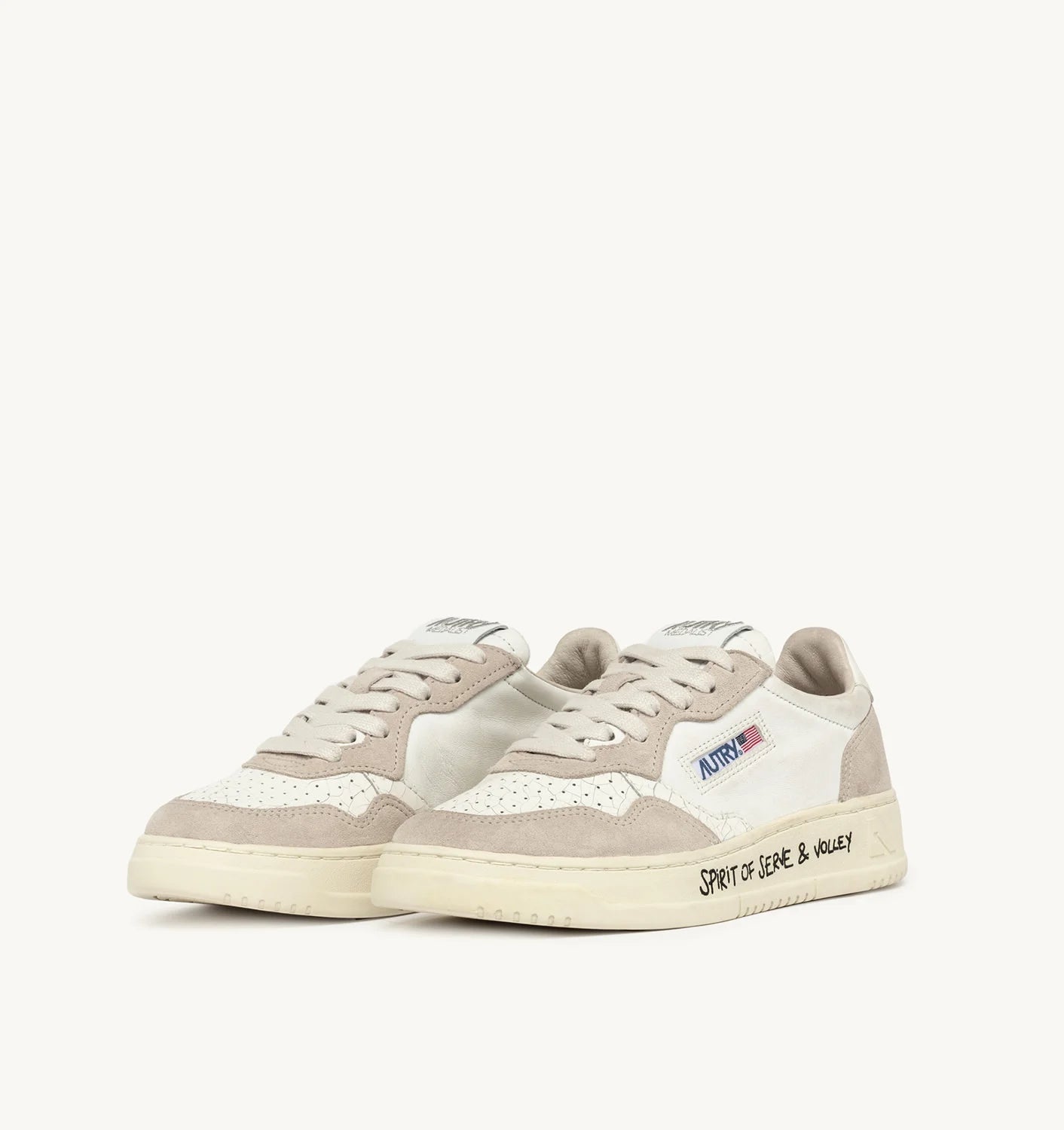 AUTRY | SNEAKERS MEDALIST LOW IN PELLE BIANCA E SUEDE BEIGE