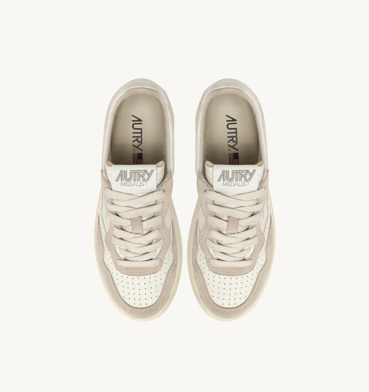 AUTRY | SNEAKERS MEDALIST LOW IN PELLE BIANCA E SUEDE BEIGE