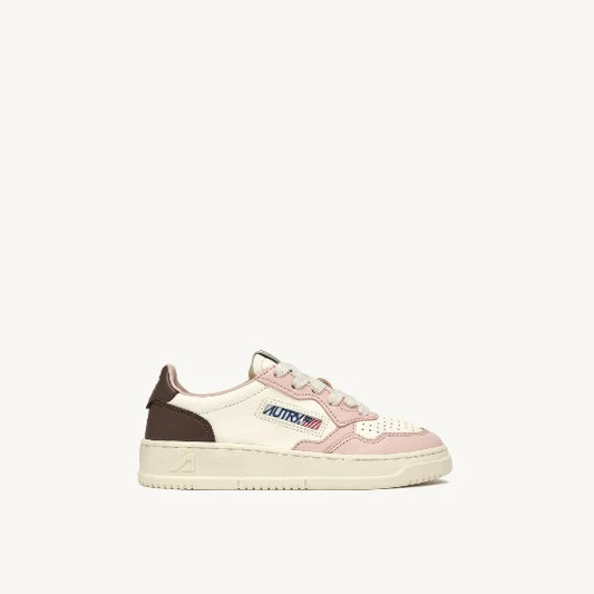 AUTRY | SNEAKERS MEDALIST LOW IN PELLE BIANCA, MARRONE E ROSA CIPRIA