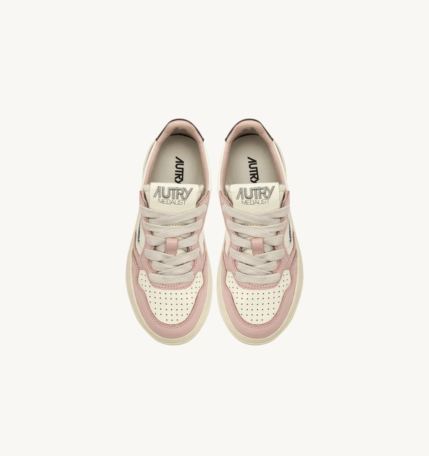 AUTRY | SNEAKERS MEDALIST LOW IN PELLE BIANCA, MARRONE E ROSA CIPRIA