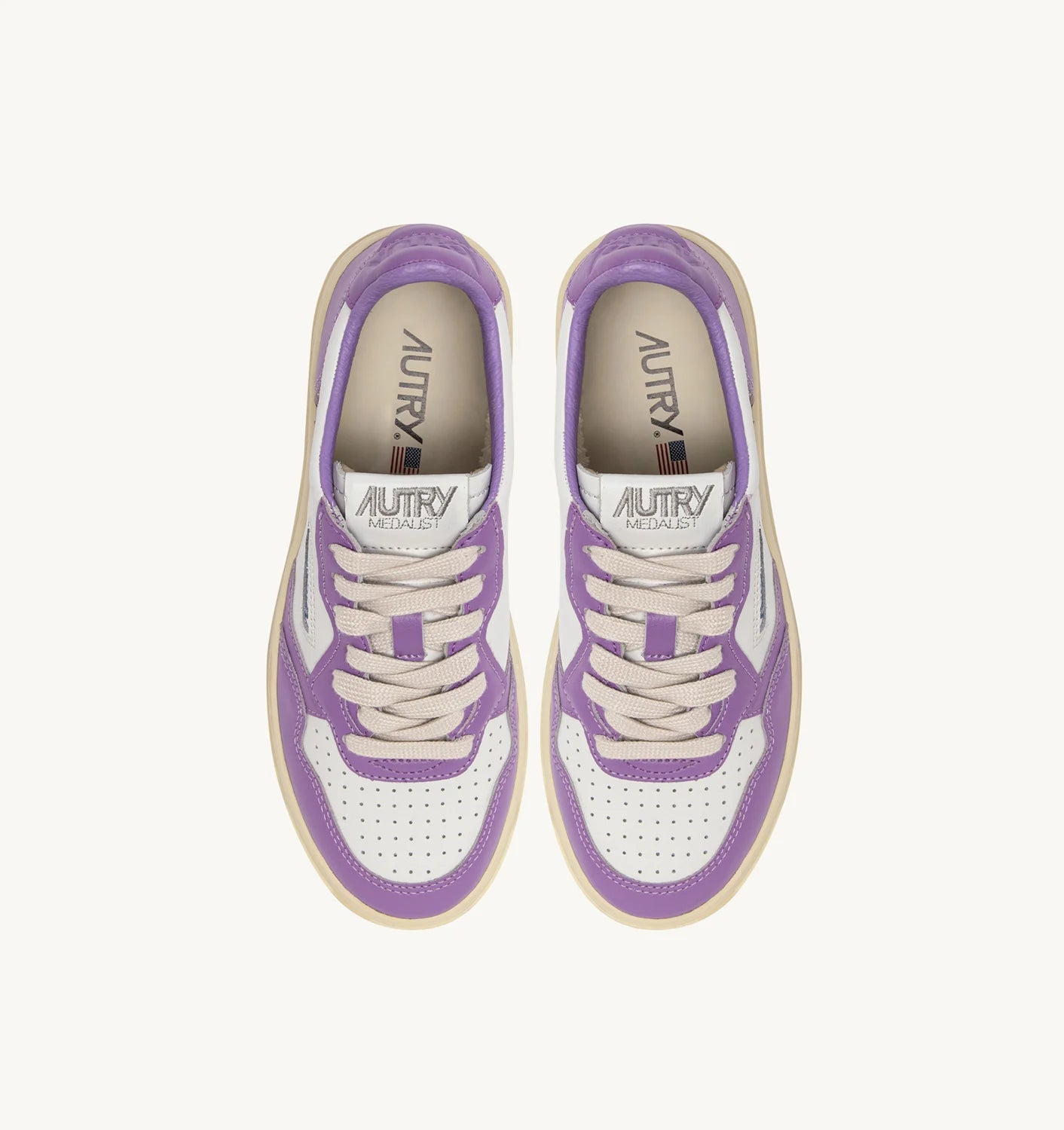 AUTRY | SNEAKERS MEDALIST LOW IN PELLE BICOLORE BIANCO E LILLA