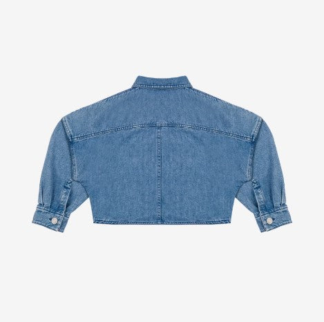 PHILOSOPHY | GIACCA CROP IN DENIM CON PATCH "DOPPIA P"
