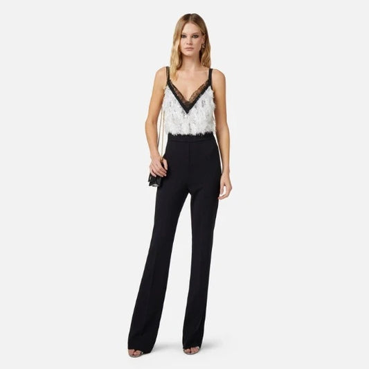 ELISABETTA FRANCHI | TUTA IN CREPE CON TOP RICAMATO