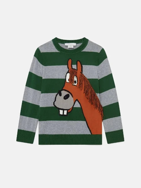 STELLA McCARTNEY | MAGLIA CON FRANGE A GRAFICA CAVALLO