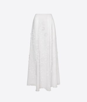 ALBERTA FERRETTI Abbigliamento e accessori BIANCO / 42 GONNA LUNGA IN SANGALLO CON FIORI E FRANGE