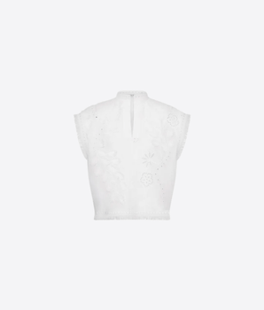 ALBERTA FERRETTI Abbigliamento e accessori BIANCO / 42 TOP IN SANGALLO CON FIORI E FOGLIE