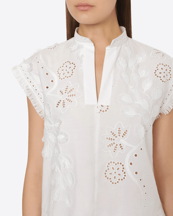 ALBERTA FERRETTI Abbigliamento e accessori TOP IN SANGALLO CON FIORI E FOGLIE