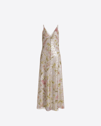 ALBERTA FERRETTI ABITO ABITO DA SERA CON PAILLETTES FLOREALI
