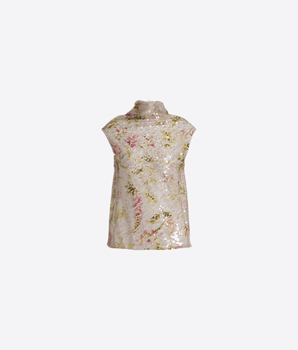 ALBERTA FERRETTI TOP TOP CON PAILLETTES A MOTIVO FLOREALE