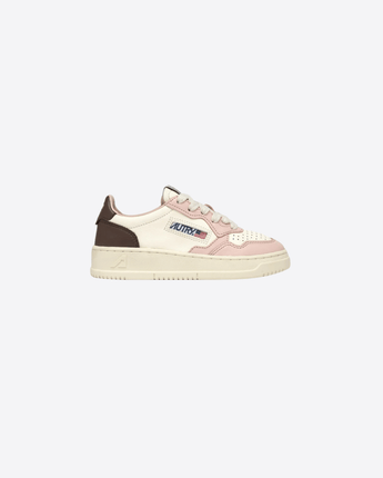 AUTRY Abbigliamento e accessori 27 SNEAKERS MEDALIST LOW IN PELLE BIANCA, MARRONE E ROSA CIPRIA