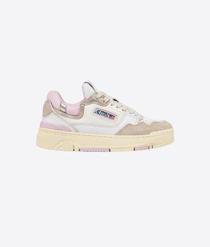 AUTRY Abbigliamento e accessori SNEAKERS CLC LOW IN PELLE BIANCA, ROSA E BEIGE