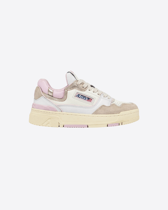 AUTRY Abbigliamento e accessori SNEAKERS CLC LOW IN PELLE BIANCA, ROSA E BEIGE