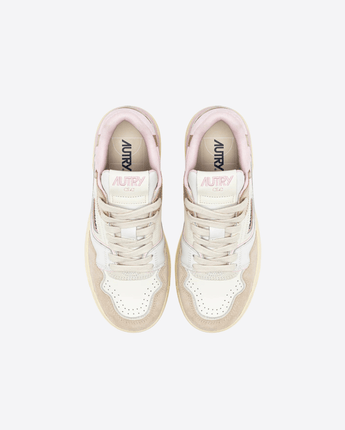 AUTRY Abbigliamento e accessori SNEAKERS CLC LOW IN PELLE BIANCA, ROSA E BEIGE