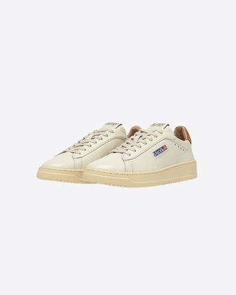 AUTRY Abbigliamento e accessori SNEAKERS DALLAS LOW IN PELLE COLORE WHITE E CARAMEL