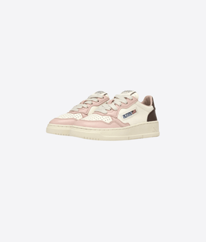 AUTRY Abbigliamento e accessori SNEAKERS MEDALIST LOW IN PELLE BIANCA, MARRONE E ROSA CIPRIA