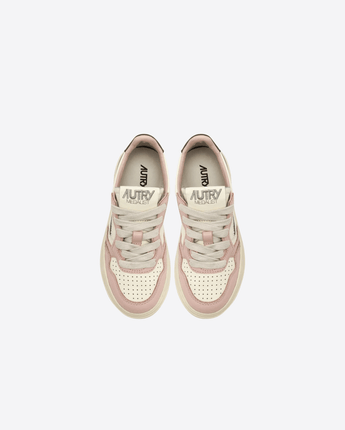 AUTRY Abbigliamento e accessori SNEAKERS MEDALIST LOW IN PELLE BIANCA, MARRONE E ROSA CIPRIA