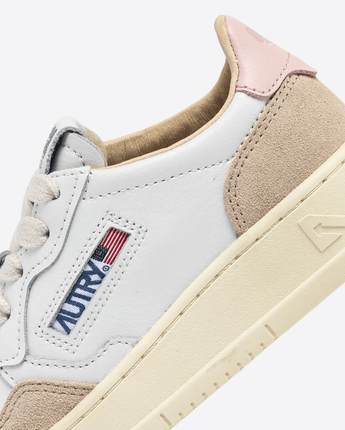 AUTRY Abbigliamento e accessori SNEAKERS MEDALIST LOW IN SUEDE E PELLE BIANCA E POWDER PER BAMBINI