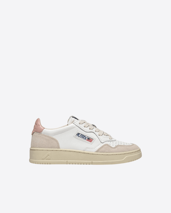 AUTRY SCARPE SNEAKERS MEDALIST LOW IN PELLE BIANCA E POWDER E SUEDE BEIGE