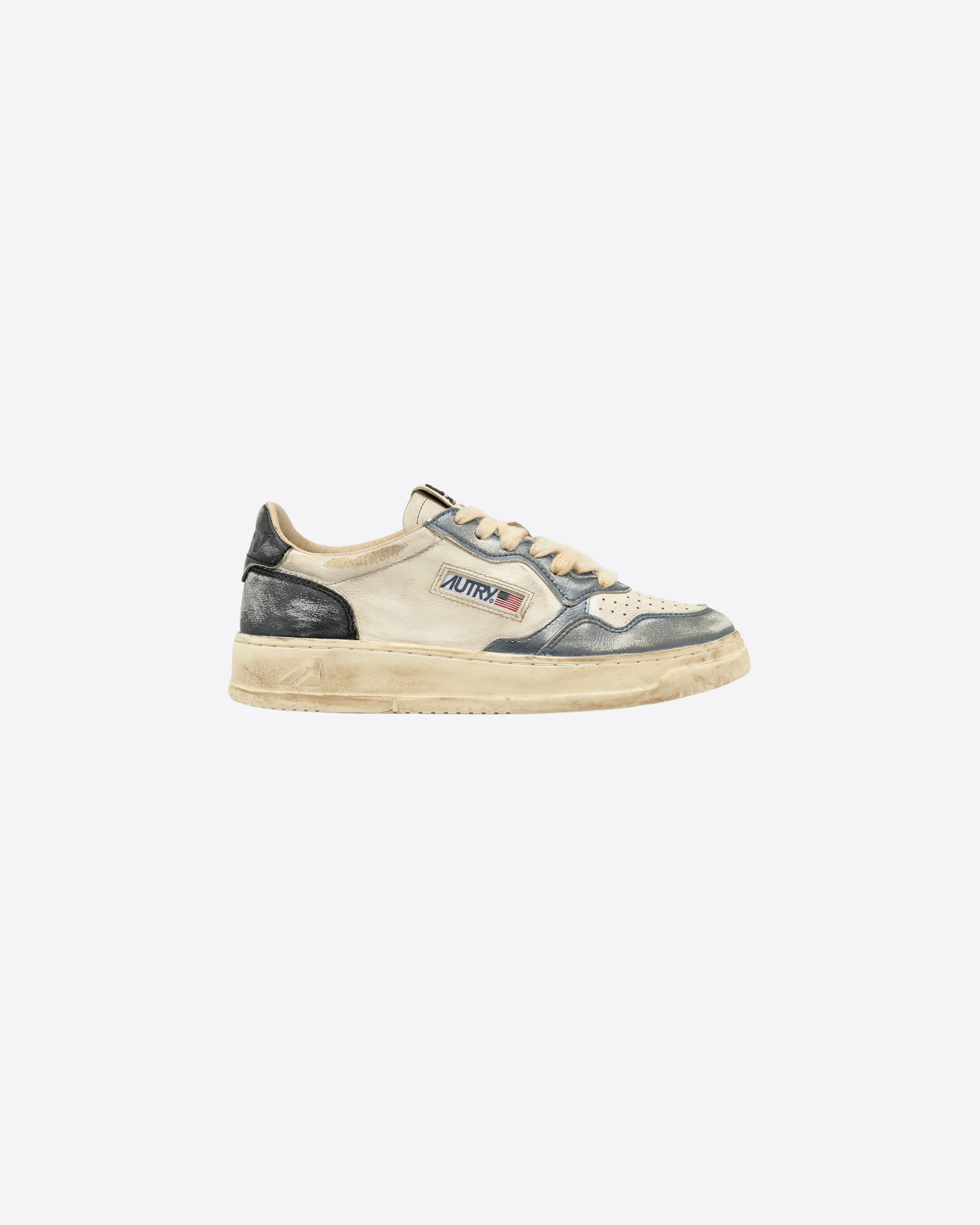 AUTRY SKY/NERO / 40 SNEAKERS MEDALIST LOW SUPER VINTAGE IN PELLE SPAZZOLATA COLORE SKY E NERO