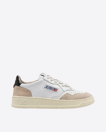 AUTRY SNEAKERS AUTRY MEDALIST LOW IN PELLE BIANCA E NERA E SUEDE BEIGE