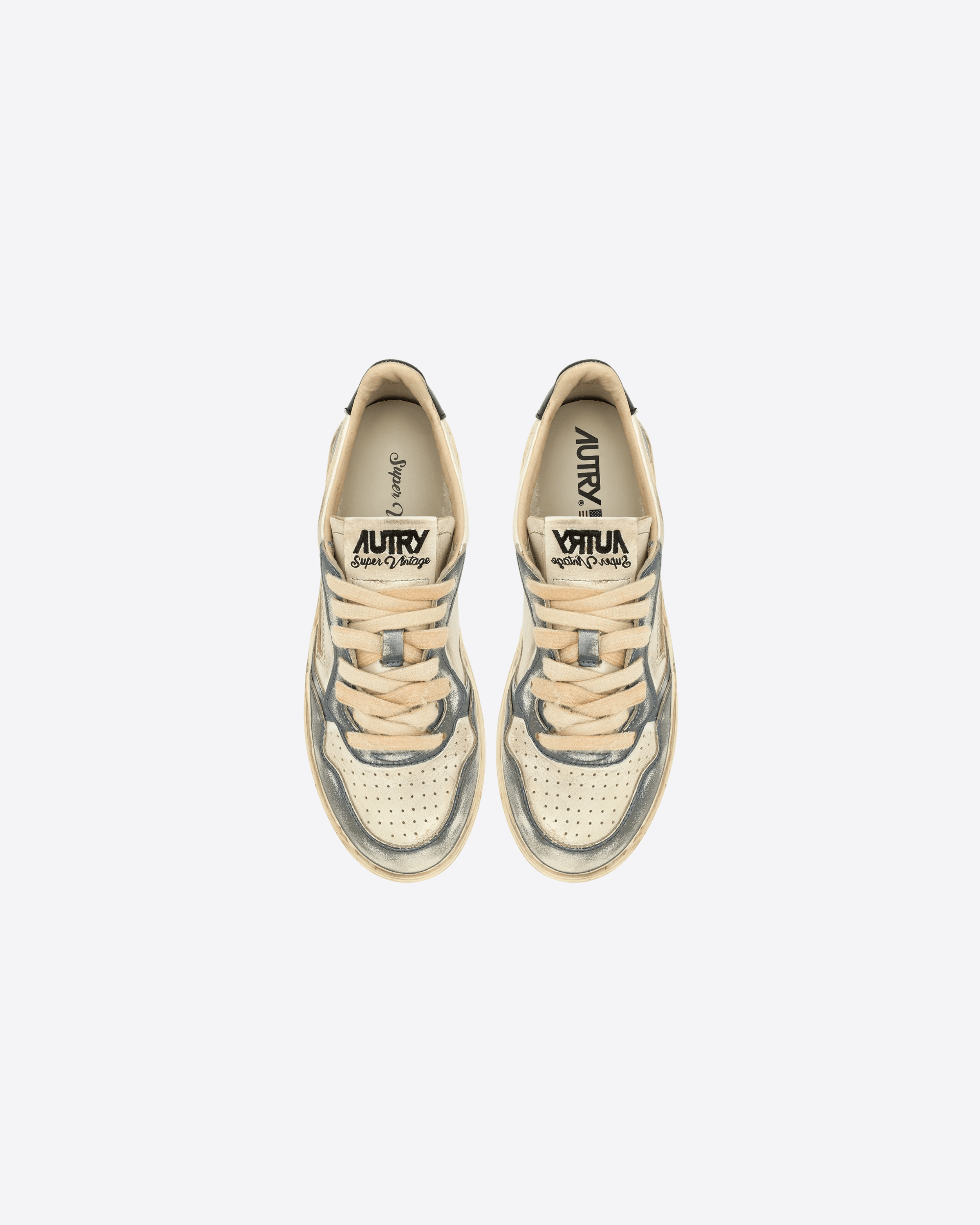 AUTRY SNEAKERS MEDALIST LOW SUPER VINTAGE IN PELLE SPAZZOLATA COLORE SKY E NERO