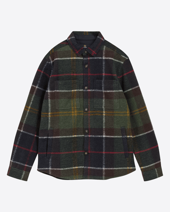 BARBOUR GIACCA OVERSHIRT WOODLANE SPAZZOLATA CON MOTIVO A QUADRI