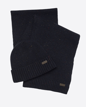 BARBOUR SCIARPA CLASSIC NAVY / UNI SET REGALO DI BERRETTO E SCIARPA CARLTON FLECK