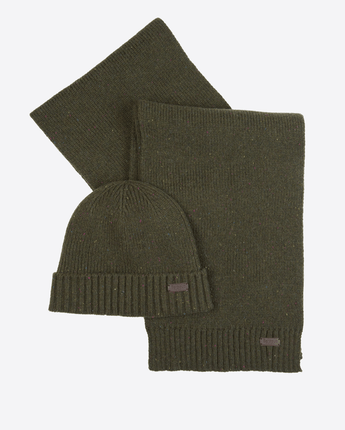 BARBOUR SCIARPA OLIVE / UNI SET REGALO DI BERRETTO E SCIARPA CARLTON FLECK