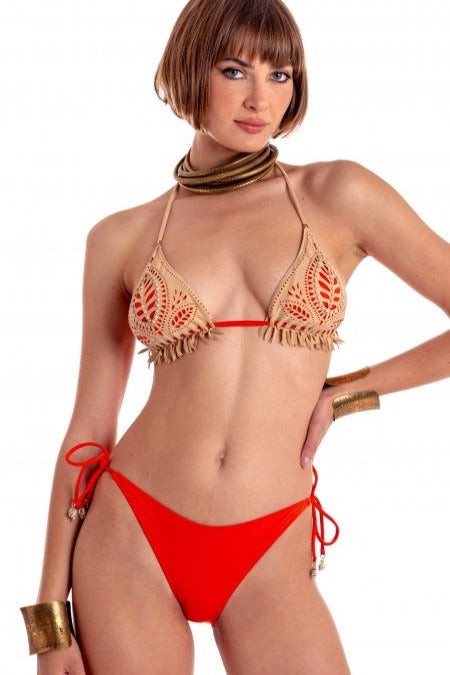 PIN-UP STARS | BIKINI TRIANGOLO IMBOTTITO CON LAVORAZIONE LASER E RICAMO PERLINE