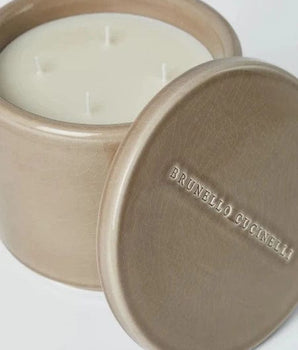 Brunello Cucinelli CANDELA UNI MAXI CANDELA PROFUMATA IN VASO DI CERAMICA CRAQUELE' CON COPERCHIO