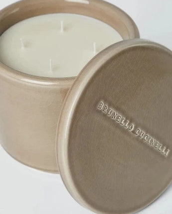 Brunello Cucinelli CANDELA UNI MAXI CANDELA PROFUMATA IN VASO DI CERAMICA CRAQUELE' CON COPERCHIO