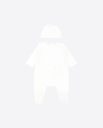 CHLOE BIANCO / 1M SET BIANCO PER NEONATA CON LOGO E FIORI