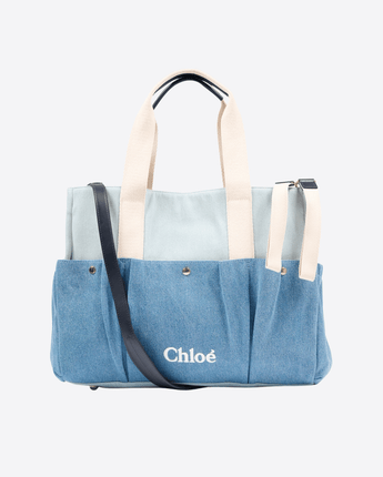 CHLOE BORSA UNI BORSA MAMMA DENIM PER NEONATO CON LOGO RICAMATO CHLOE