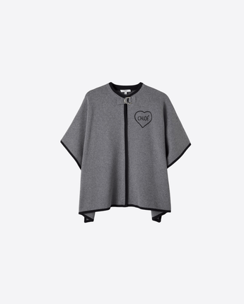 CHLOE CAPPA MANTELLA IN COTONE E LANA CON LOGO