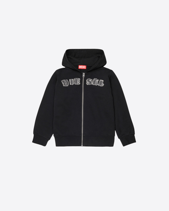 DIESEL FELPA FELPA CON ZIP E LETTERE LOGO SFRANGIATE
