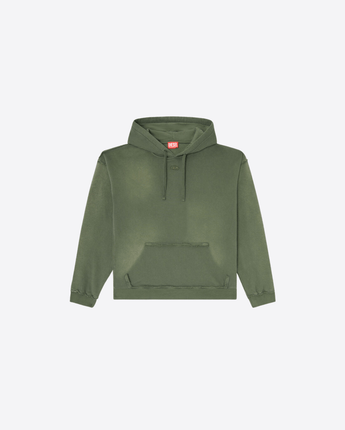 DIESEL FELPA HOODIE IN COTONE FADED CON DETTAGLI SFRANGIATI