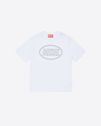 DIESEL T-SHIRT BIANCA IN COTONE CON STAMPA DIESEL J025820GRAI K100