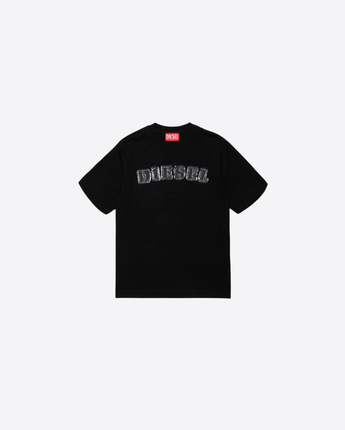 DIESEL T-SHIRT T-SHIRT IN COTONE CON LOGO EFFETTO SFRANGIATO